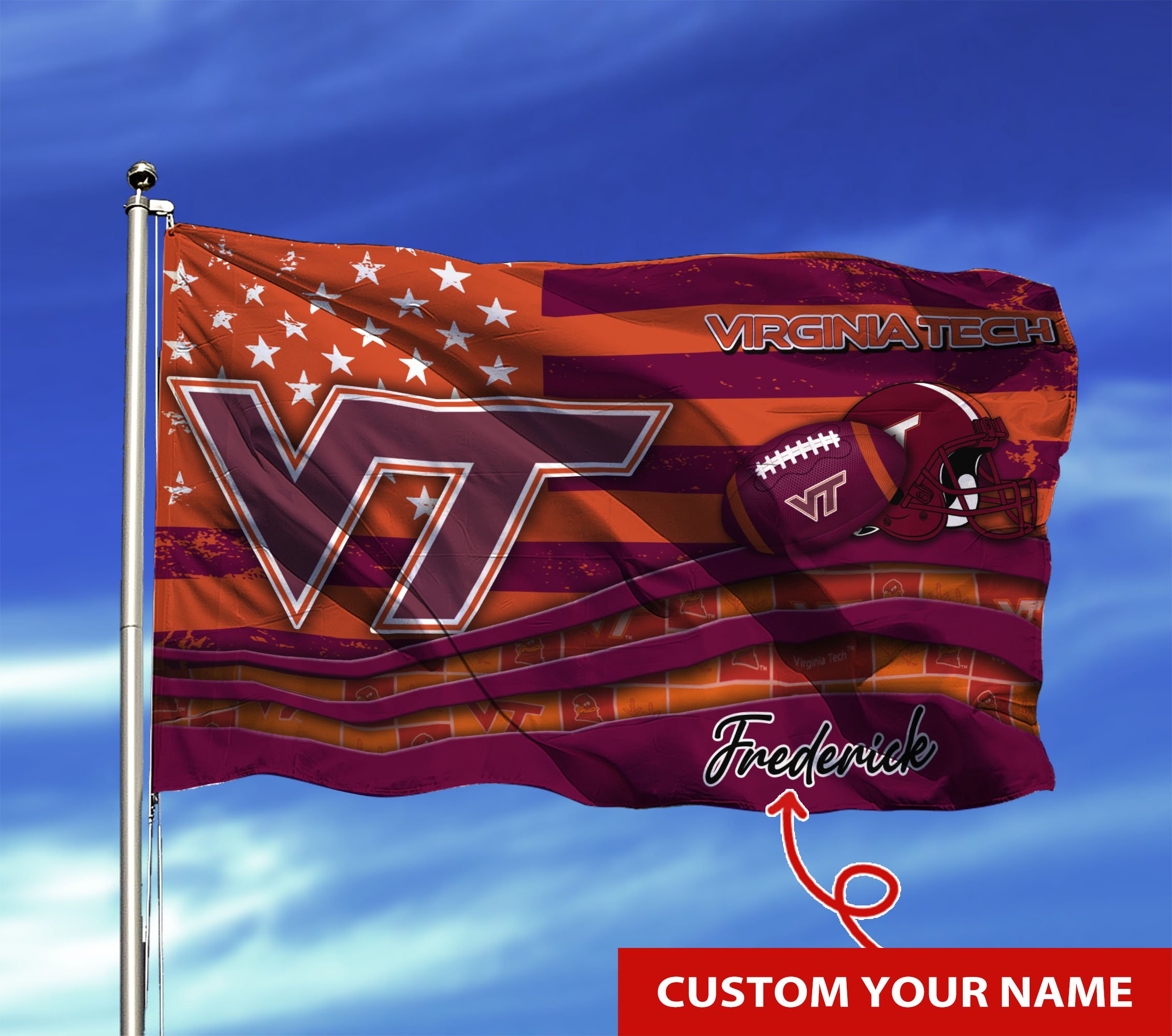 Virginia Tech Hokies Custom Flag3x5ft For This Season TU26897